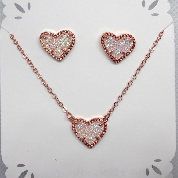 Rose Gold with Iridescent Druzy Necklace & Ea… - Picture 6 of 6